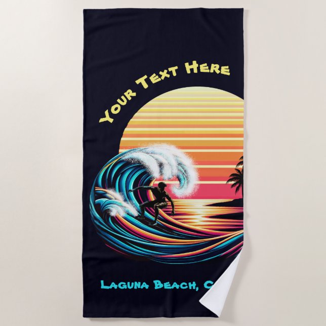 Surfing at Sunset Beach Towel (Front)