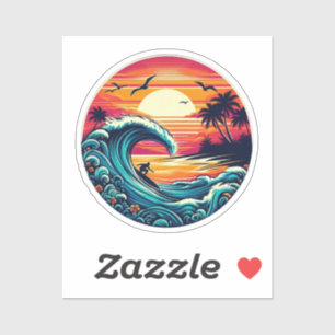Surfing at Sunset Retro Style