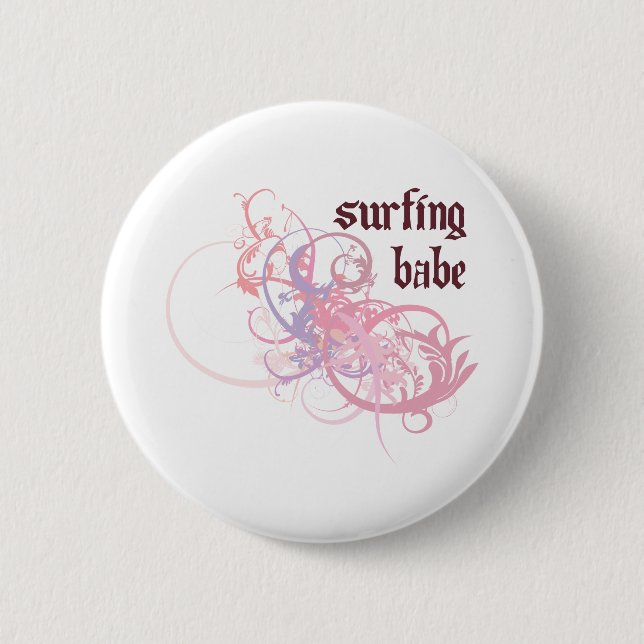 Surfing Babe 6 Cm Round Badge (Front)