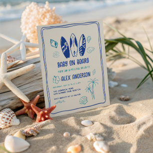 Surfing Baby,Beachy Baby on Board Shower Invitation