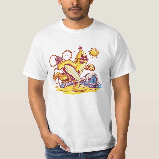 Surfing Banana: Riding the Wave Tropical Vibes  T-Shirt (Front)