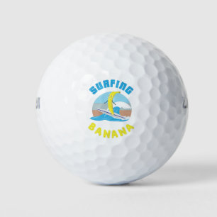 Surfing banana surfboard fruit illustration ocean  golf balls