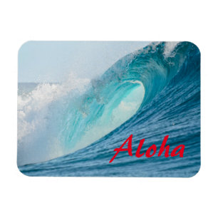 Surfing barrel wave breaking Aloha magnet