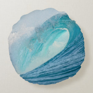 Surfing barrel wave breaking round pillow