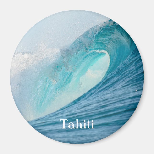 Surfing barrel wave breaking text magnet (Front)