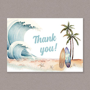 Surfing Beach Baby Shower Thank You Card
