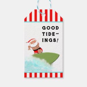 Surfing Beach Christmas Holiday Gift Tags