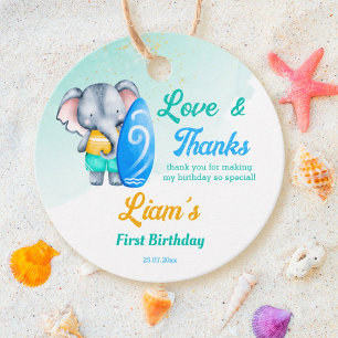 Surfing beach ocean tropical summer birthday favour tags
