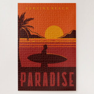 Surfing Beach Paradise Jigsaw Puzzle