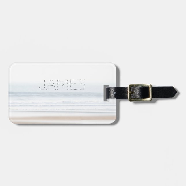 Surfing beach personalised luggage tag (Front Horizontal)