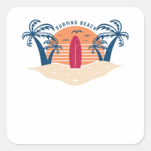 Surfing Beach Square Sticker