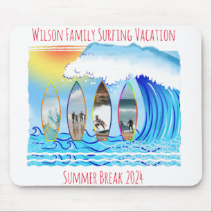 Surfing Beach Waves Summer Break Family Vacation Mouse Mat