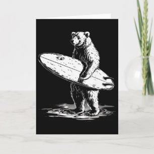Surfing Bear Cool Beach Adventure Design Card