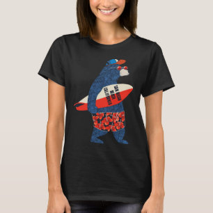 Surfing Bear On San Diego Beach California Summer T-Shirt
