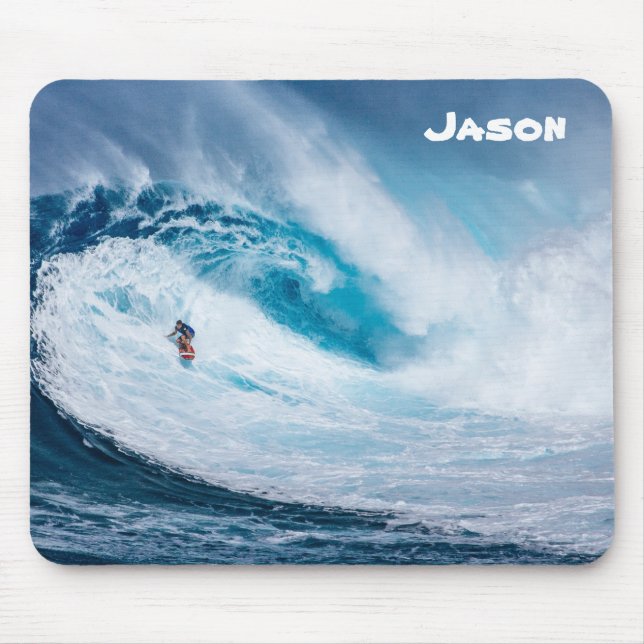 Surfing Big Ocean Tunnel Wave Mouse Mat (Front)