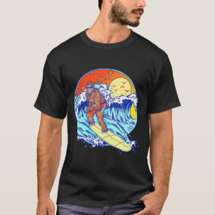 Surfing Bigfoot Funny Beach Sasquatch Surfer Waves T-Shirt