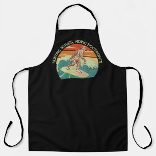 Surfing Bigfoot Hunting Waves Hiding Footprints Apron