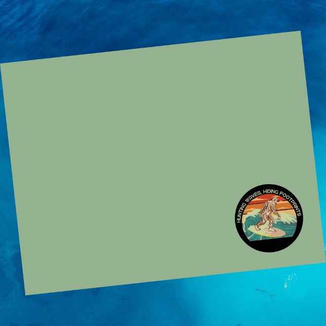 Surfing Bigfoot Hunting Waves Hiding Footprints Post-it Notes (Creator Uploaded)