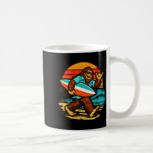 Surfing bigfoot retro sunset beach tropical beach coffee mug