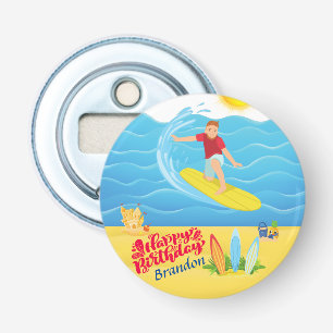 Surfing Birthday Bottle Opener