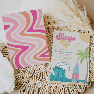 Surfing Birthday Invitation   Girl Surfing