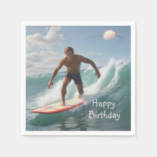 Surfing Birthday Napkin