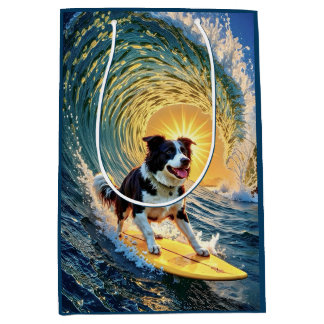Surfing Border Collie Medium Gift Bag
