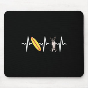 Surfing Boston Terrier Heartbeat Dog Lover Mouse Mat
