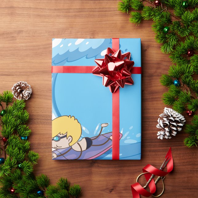 Surfing Boy Riding A Wave Wrapping Paper (Creator Uploaded)