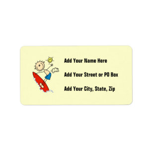 Surfing Boy Stick Figure Label