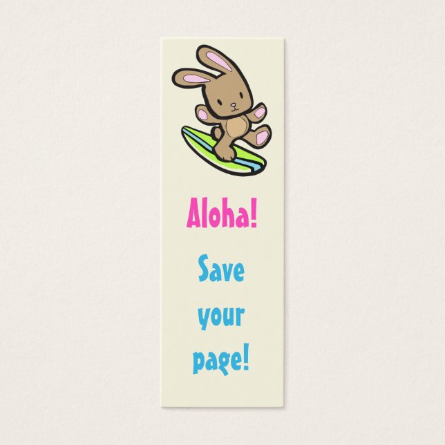 Surfing Bunny Skinny Bookmark (Front)
