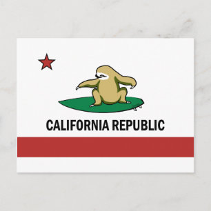 Surfing Cali Sloth Postcard