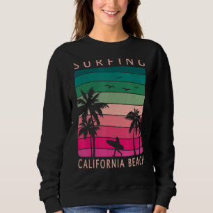 Surfing California Beach Sunset Palm Tree Surfer G Sweatshirt
