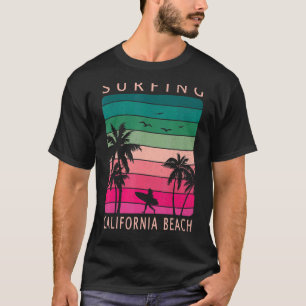 Surfing California Beach Sunset Palm Tree Surfer G T-Shirt