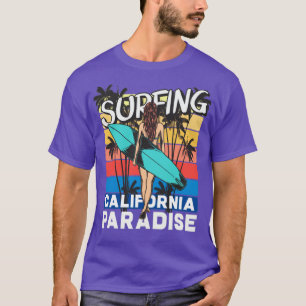 Surfing California Paradise Girl Surfer T-Shirt