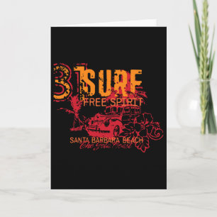 Surfing California Santa Rra Surfer Gift Women Men Card