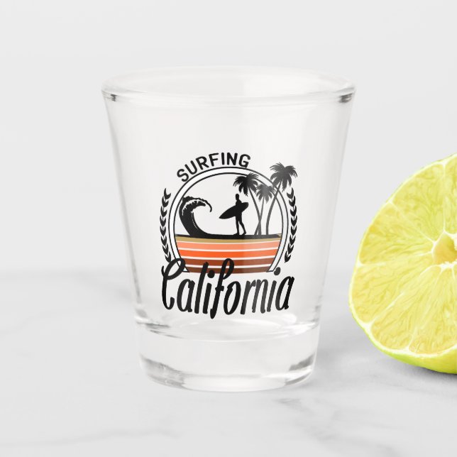Surfing California  Shot Glass (Front)