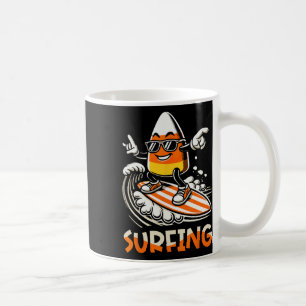 Surfing Candy Corn Funny Halloween Design Coffee Mug