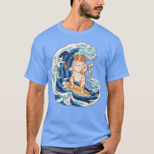 Surfing cat and eating sushi , funny cat T-Shirt