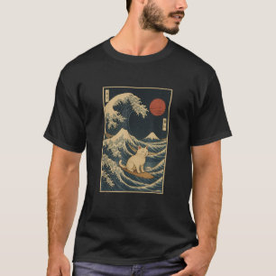 Surfing Cat on the Great Wave Japanese Kanagawa Ar T-Shirt