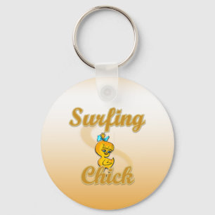 Surfing Chick Key Ring