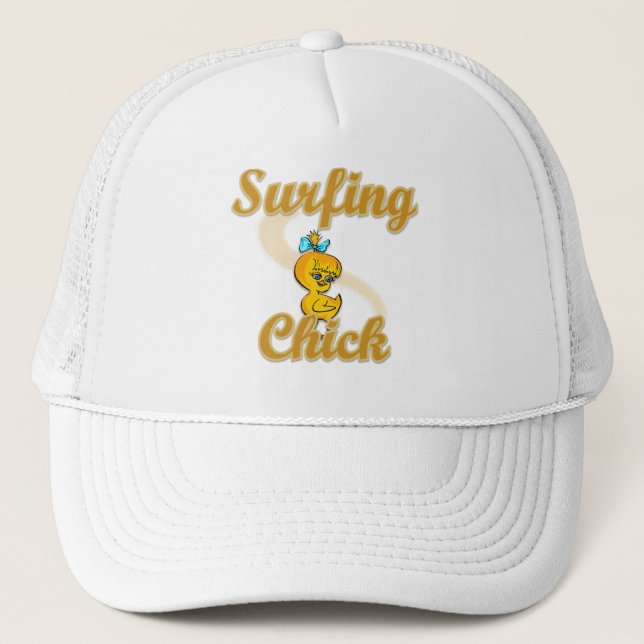 Surfing Chick Trucker Hat (Front)