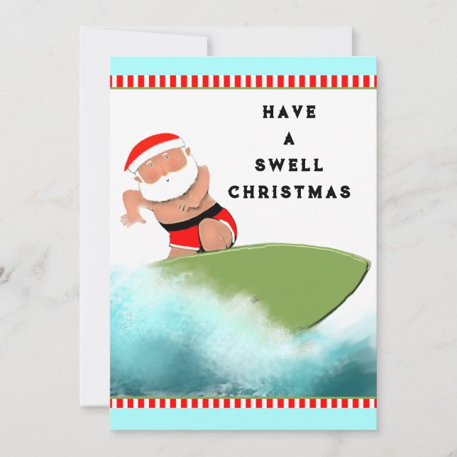 Surfing Christmas Holiday Card (Front)