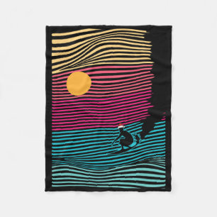 Surfing Christmas In July Retro Beach Summer Vacat Fleece Blanket