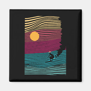 Surfing Christmas In July Retro Beach Summer Vacat Magnet