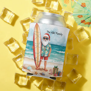 Surfing Christmas in July with SANTA CLAUS Can Cooler