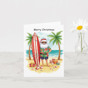 Surfing Christmas in July with SANTA CLAUS Card