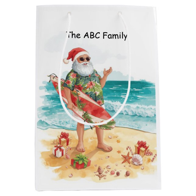 Surfing Christmas in July with SANTA CLAUS   Medium Gift Bag (Front)