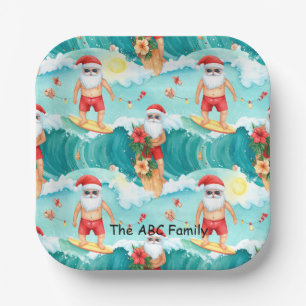 Surfing Christmas in July with SANTA CLAUS   Paper Plate