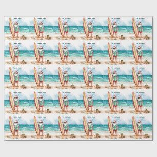 Surfing Christmas in July with SANTA CLAUS Wrapping Paper